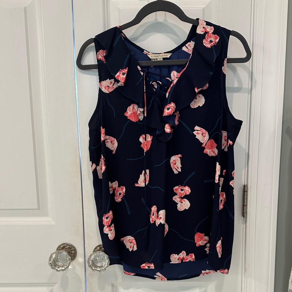 41 Hawthorn Navy and Pink Floral Blouse